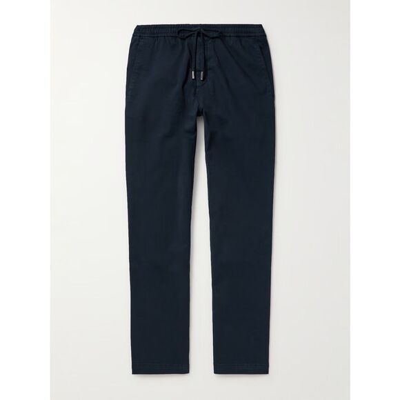 Mr Porter Mr P Straight Leg Cotton Blend Twill Drawstring Trousers Navy Size 34 - Picture 1 of 7